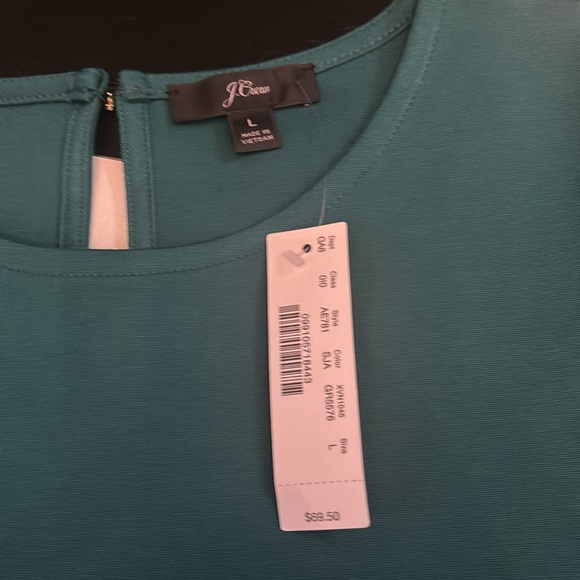 I crew women L green ponte short sleeve puff blouse NWT - Picture 2 of 5